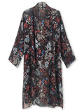 Moss Rose Black Flora Airy Cover Up