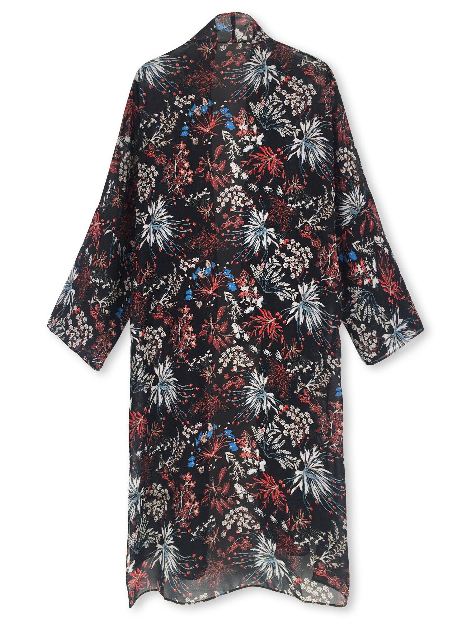 Moss Rose Black Flora Airy Cover Up