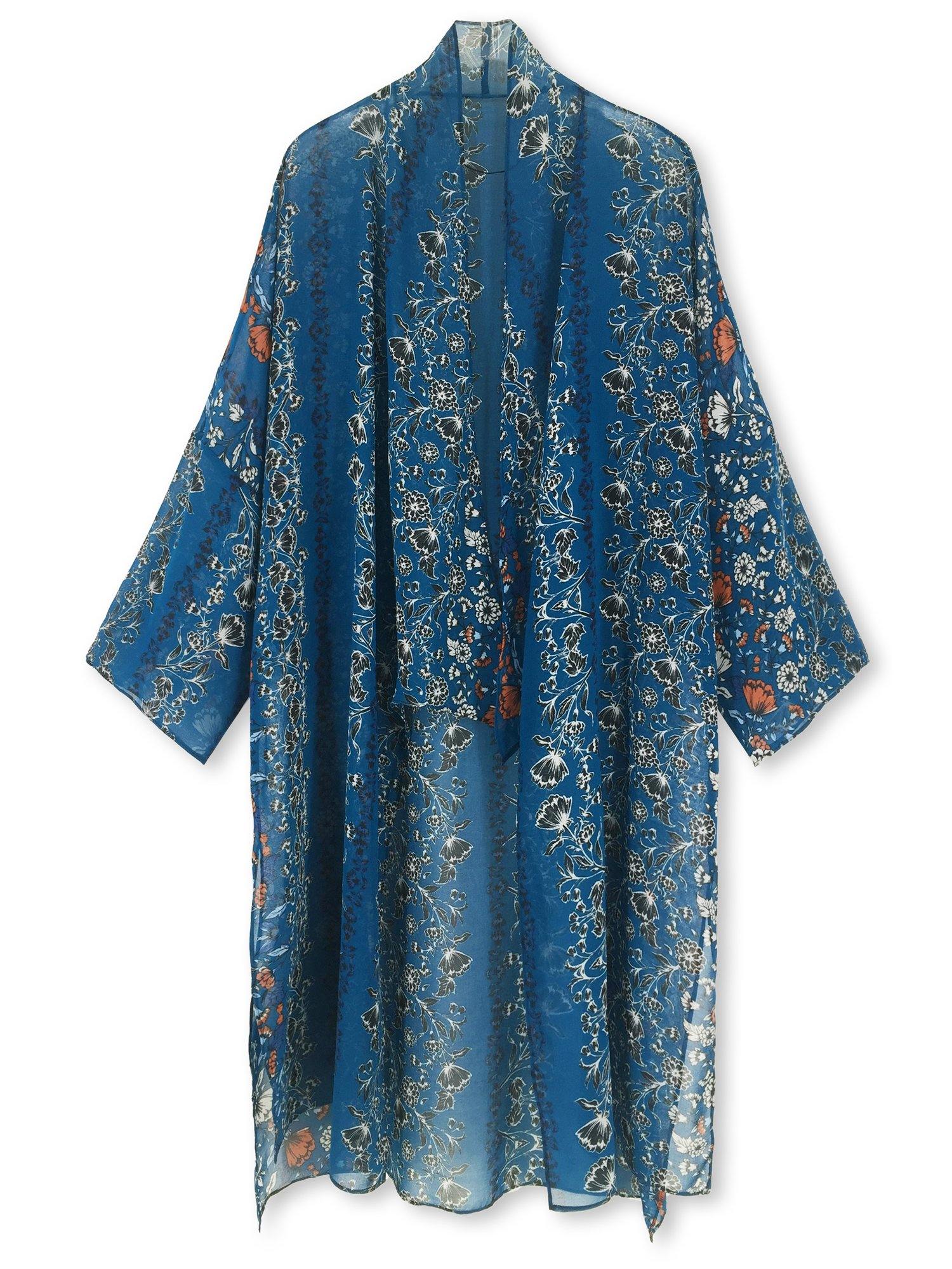 Moss Rose Blue Flora Airy Cover Up