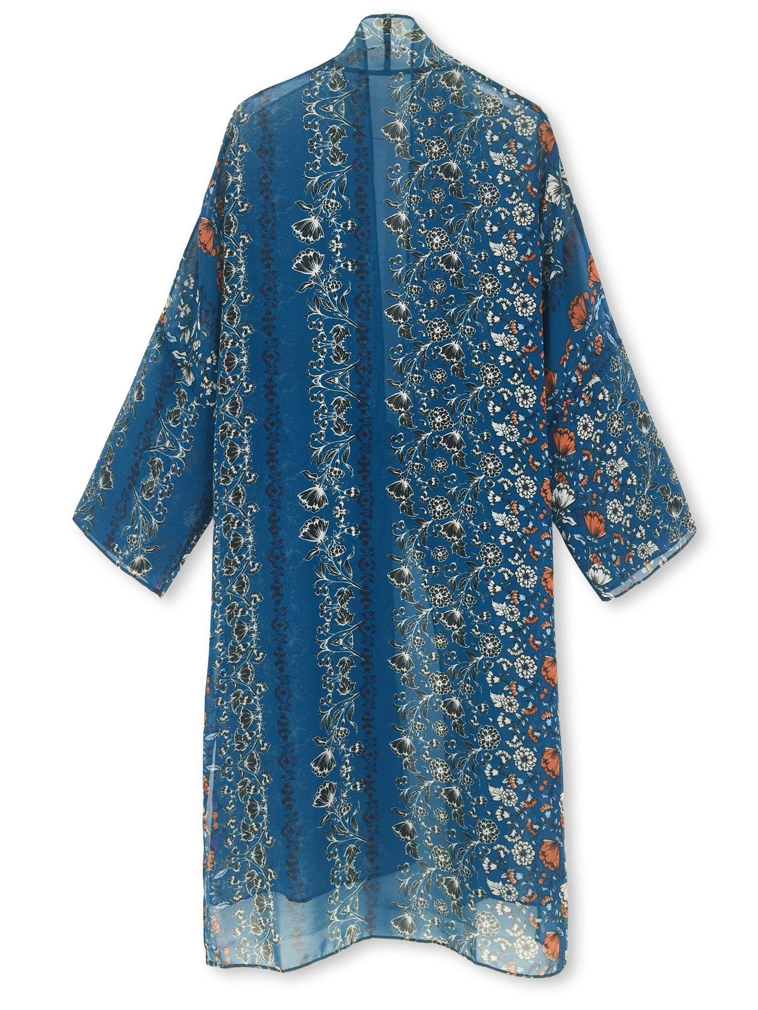 Moss Rose Blue Flora Airy Cover Up