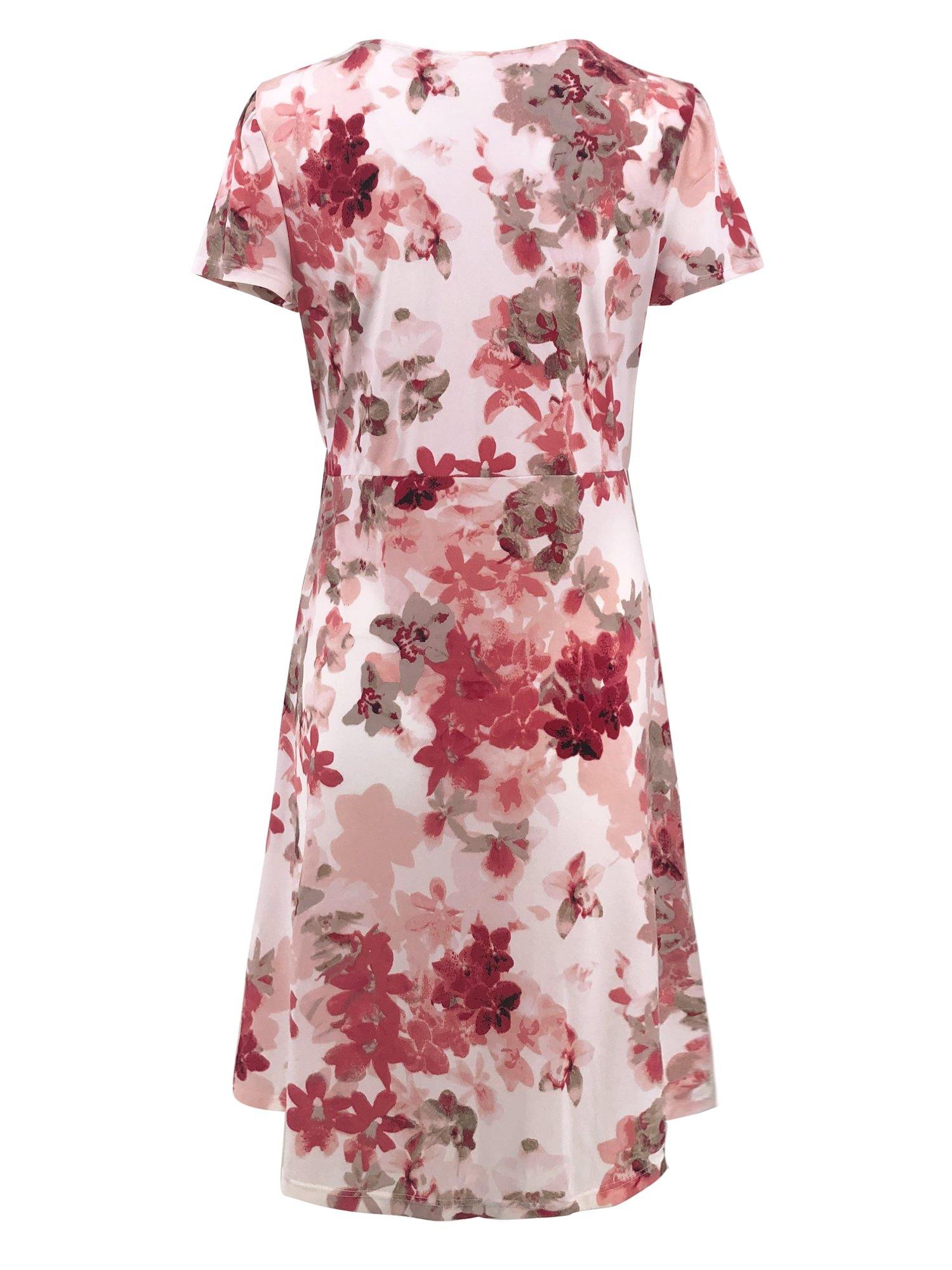Moss Rose Pink Floral Wrap Mini Dress