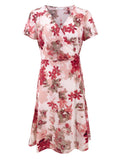 Moss Rose Pink Floral Wrap Mini Dress
