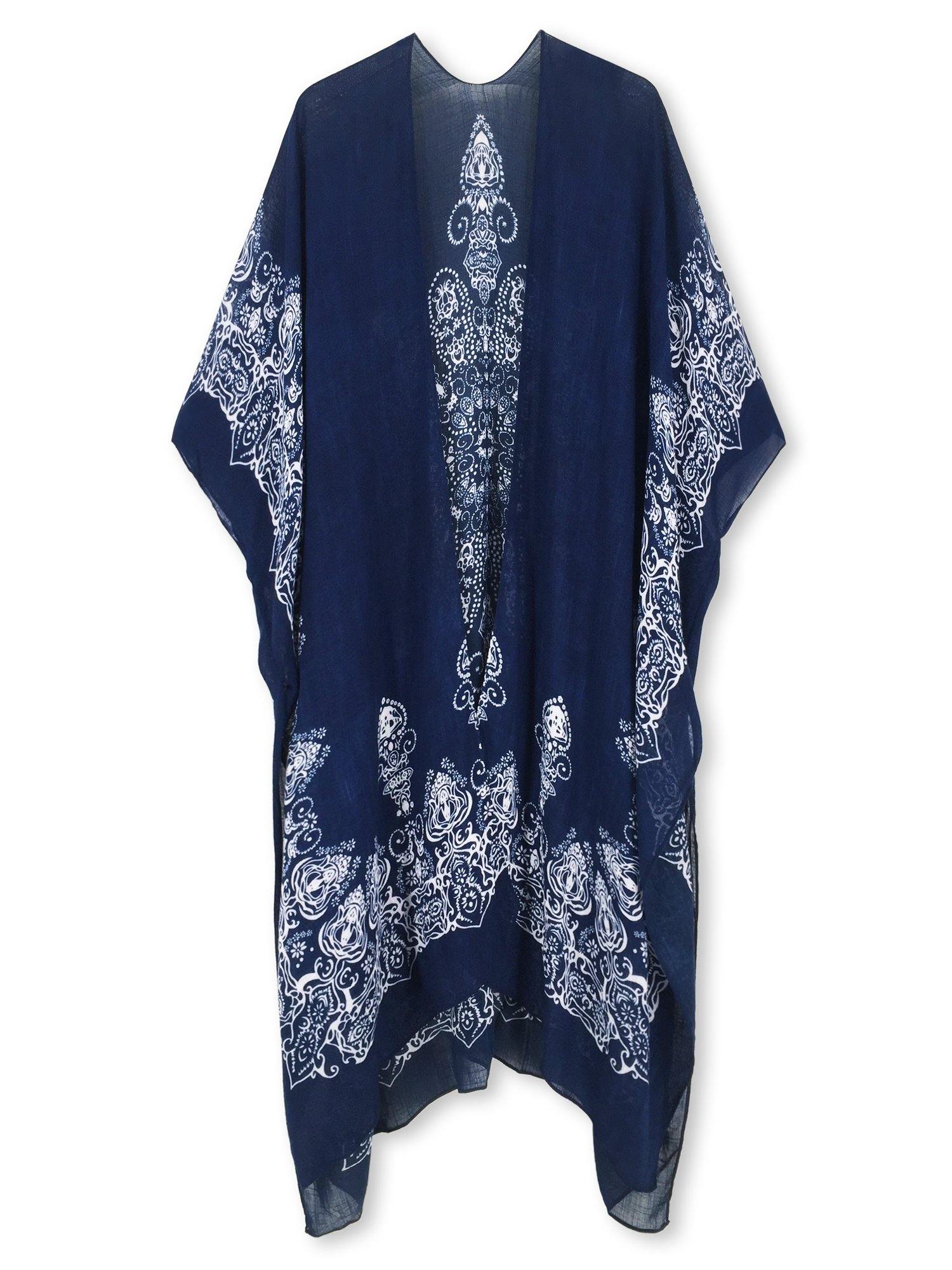 Moss Rose Bohemian Adeline Indigo Print Kimono