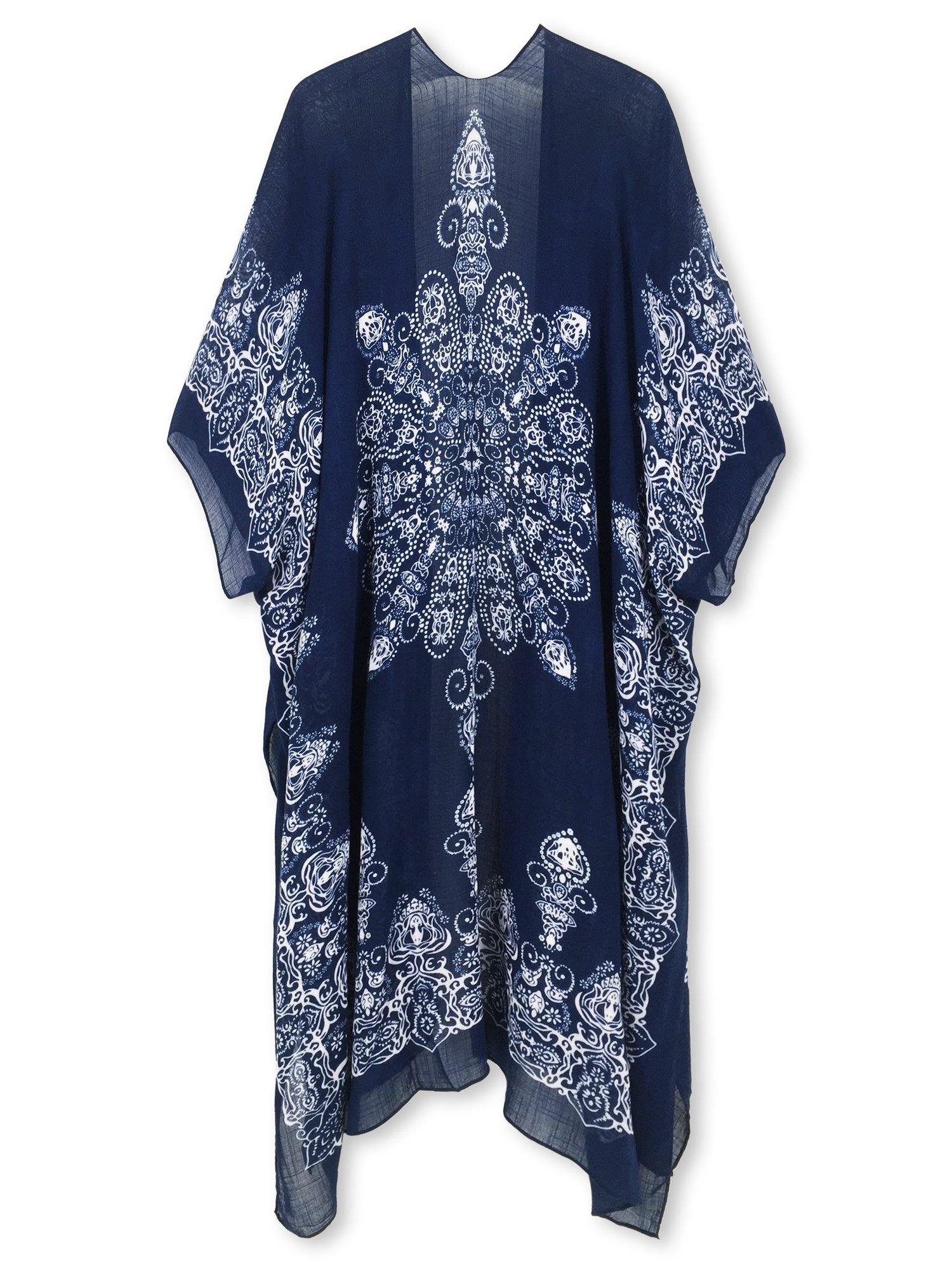 Moss Rose Bohemian Adeline Indigo Print Kimono