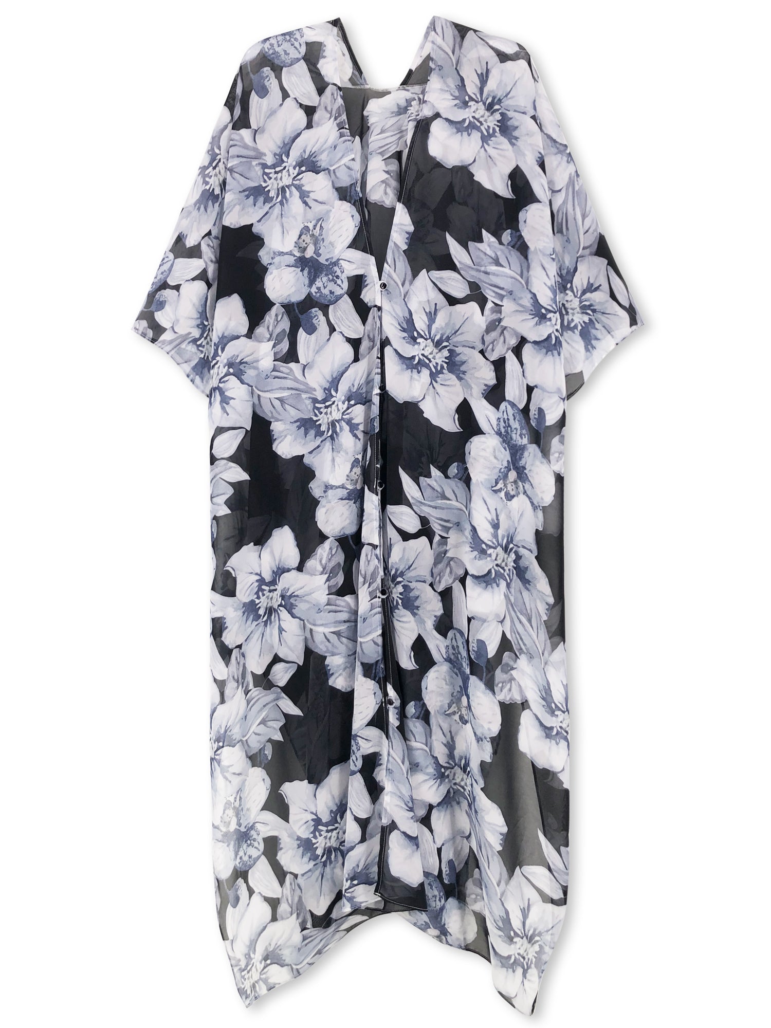 Midnight Gardenia Kimono Beach Cover Up