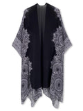 Moss Rose Black Ribbon Kimono