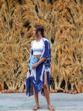 Moss Rose Blue Boho Kimono
