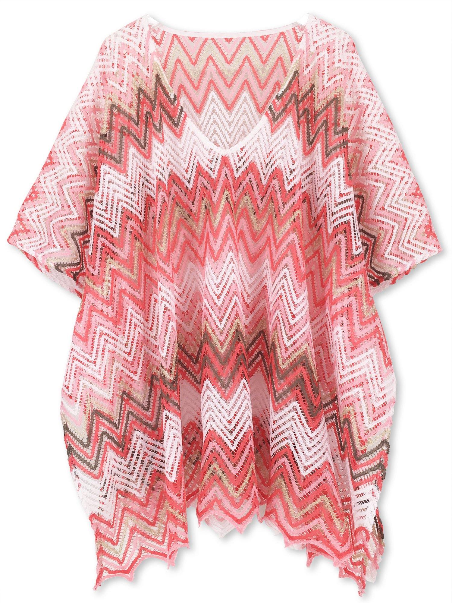 Moss Rose Pink Wave Lace Cover Up