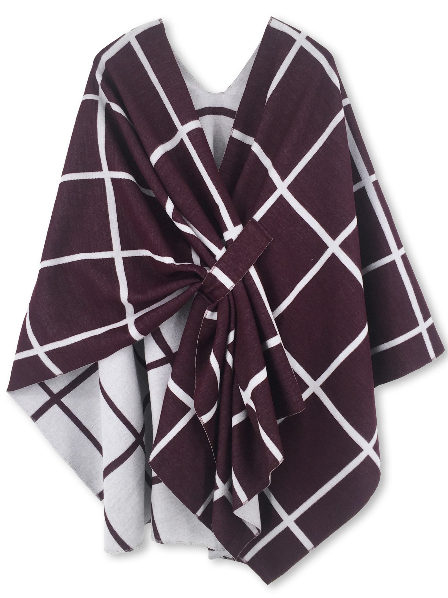 Reversible Plaid Ruana Wrap Shawl