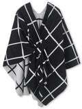 Reversible Plaid Ruana Wrap Shawl