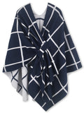 Reversible Plaid Ruana Wrap Shawl