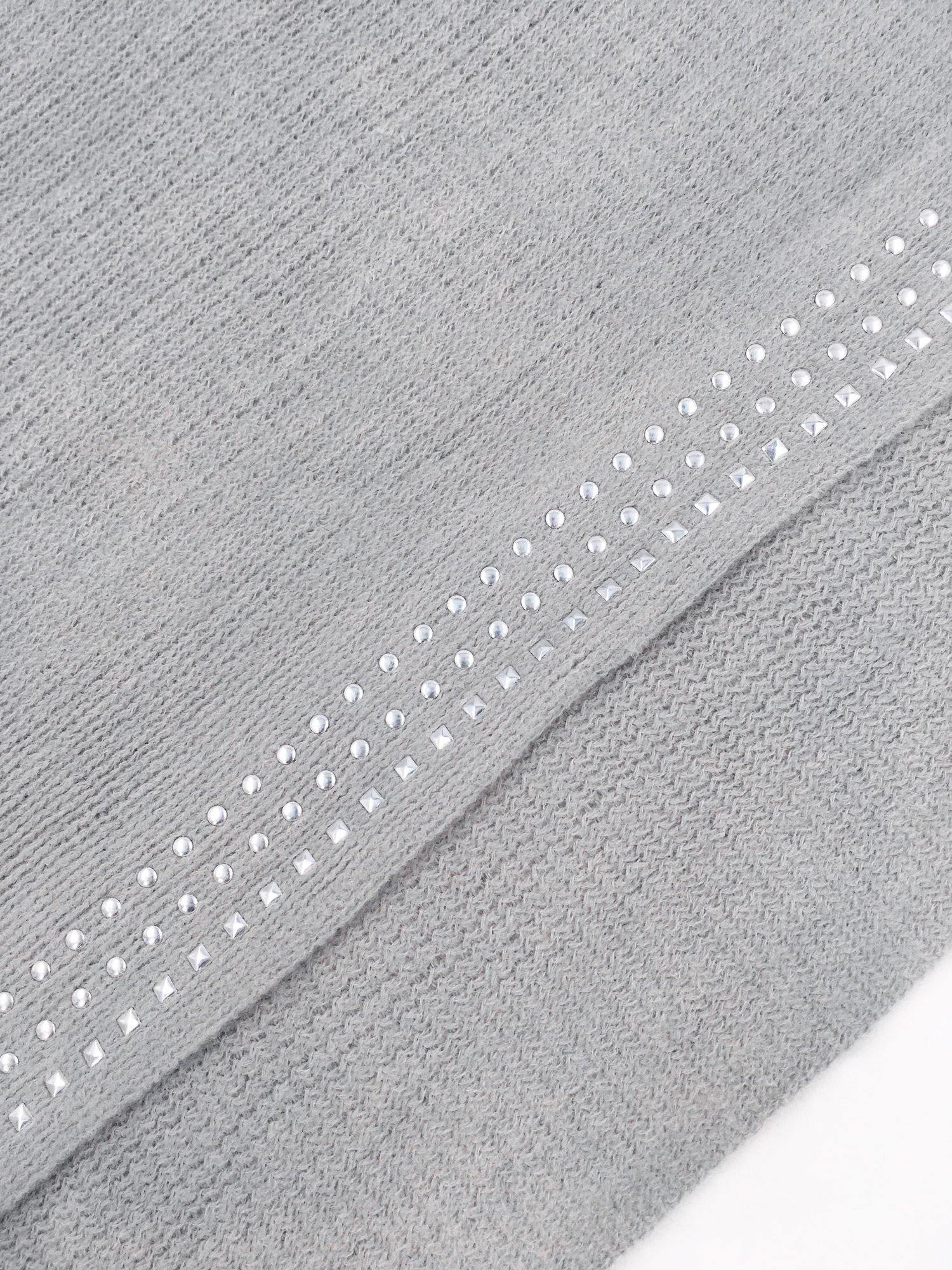 Studded Detail Fringe Knit Wrap - Shopmossrose