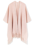 Studded Detail Fringe Knit Wrap - Shopmossrose
