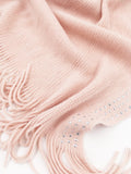 Studded Detail Fringe Knit Wrap - Shopmossrose