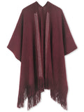Studded Detail Fringe Knit Wrap - Shopmossrose