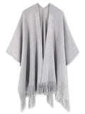 Studded Detail Fringe Knit Wrap - Shopmossrose