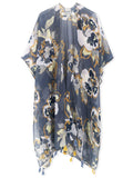 Moss Rose Dusty Blue Garden Kimono