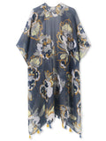 Moss Rose Dusty Blue Garden Kimono