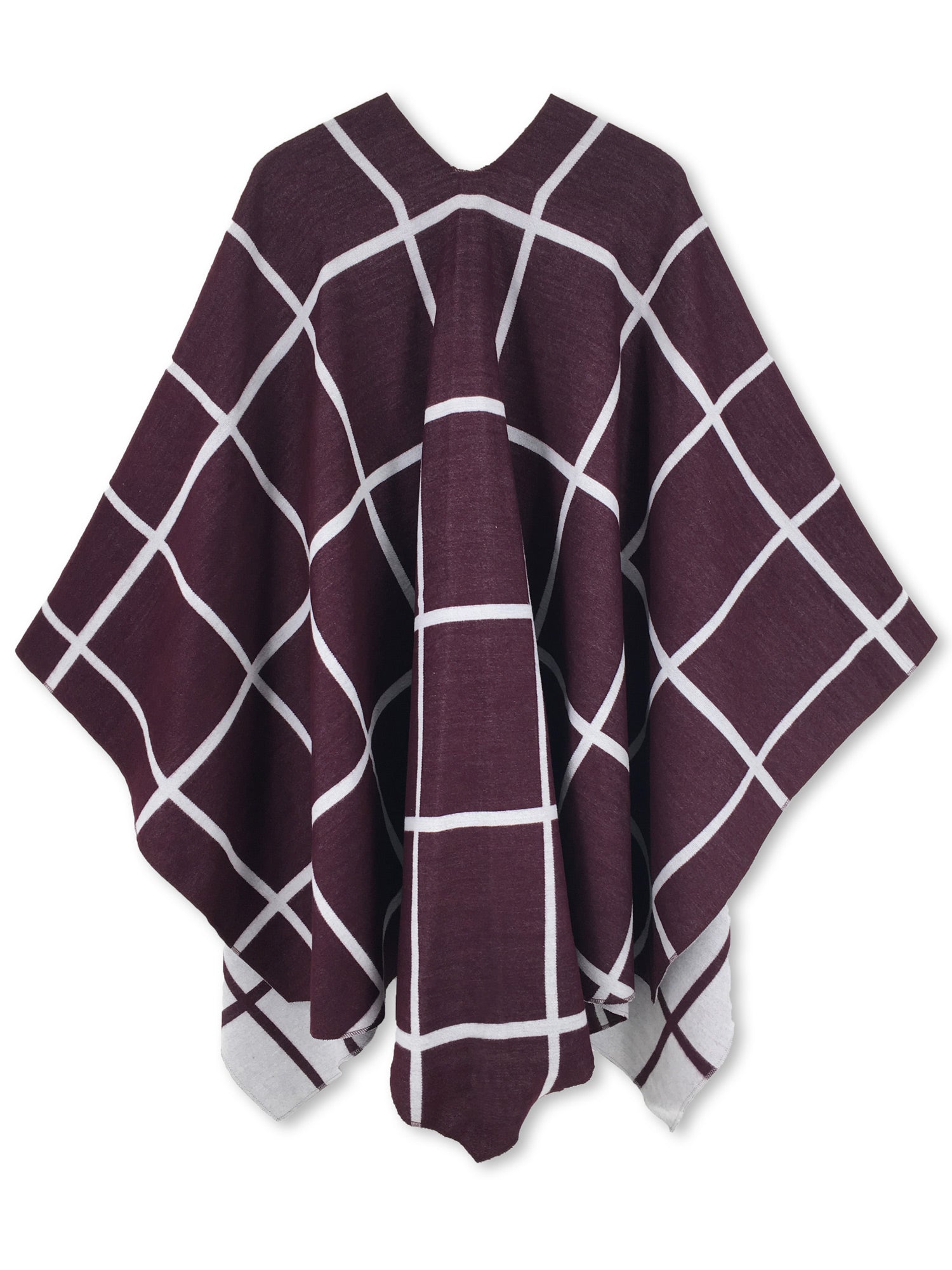 Reversible Plaid Ruana Wrap Shawl
