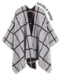Reversible Plaid Ruana Wrap Shawl