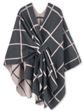 Reversible Plaid Ruana Wrap Shawl