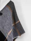 Grey Plaid Toggle Poncho Wrap