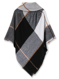 Grey Plaid Toggle Poncho Wrap