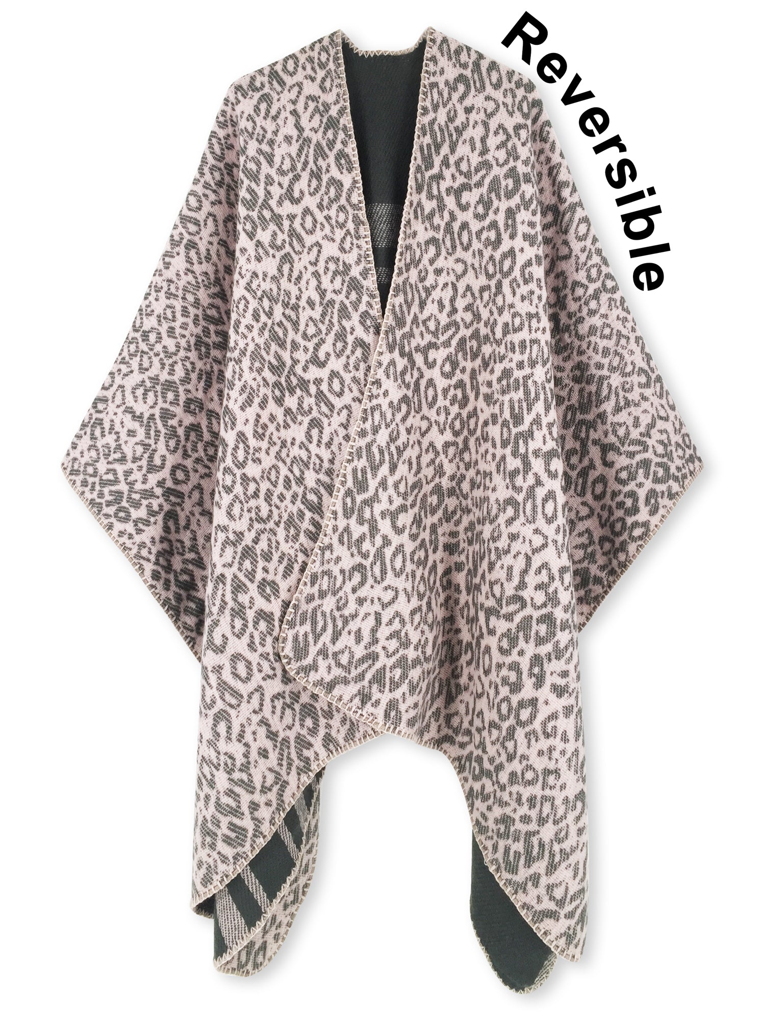 Reversible Pink Leopard Shawl Wrap