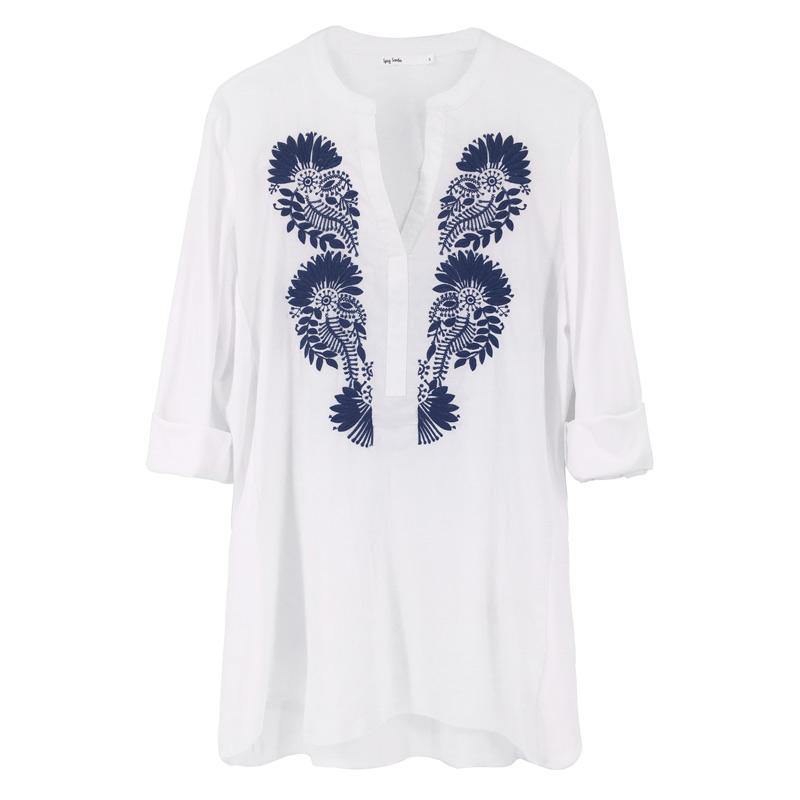 Moss Rose Embroidered Boho Top