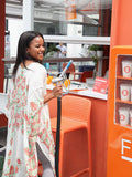 Adeline White Orange Print Kimono