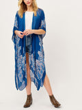 Adeline Blue Coral Print Kimono - Shopmossrose