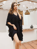 Jacquard Ruffle Kimono Beach Cover Up