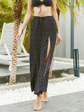 Moss Rose Tie Front Side Slit Pants