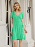 Solid Wrap Mini Dress