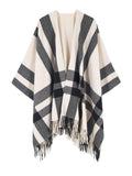 Beige Check Poncho - Shopmossrose