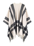 Beige Check Poncho - Shopmossrose