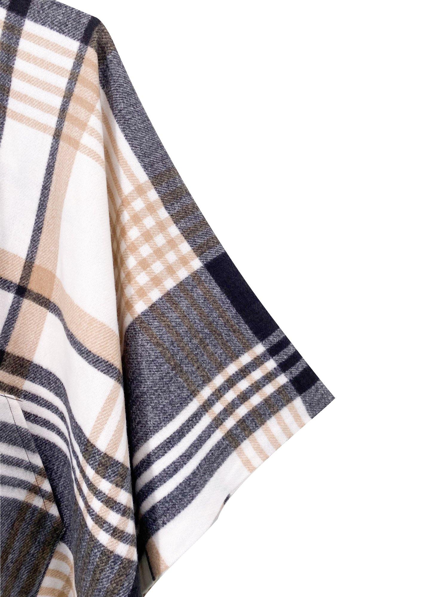 Black And Fawn Pocket Poncho - Shopmossrose
