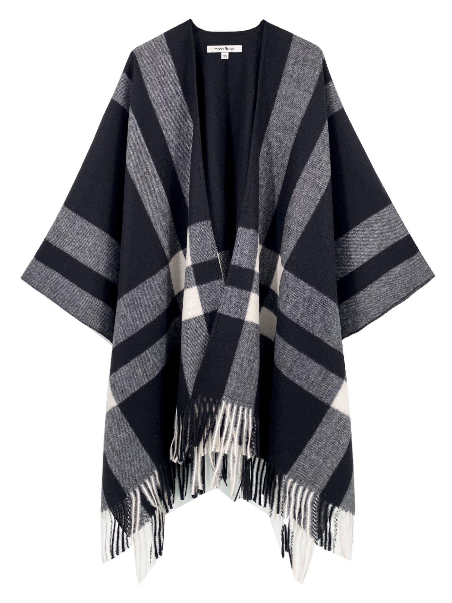 Black Check Poncho - Shopmossrose