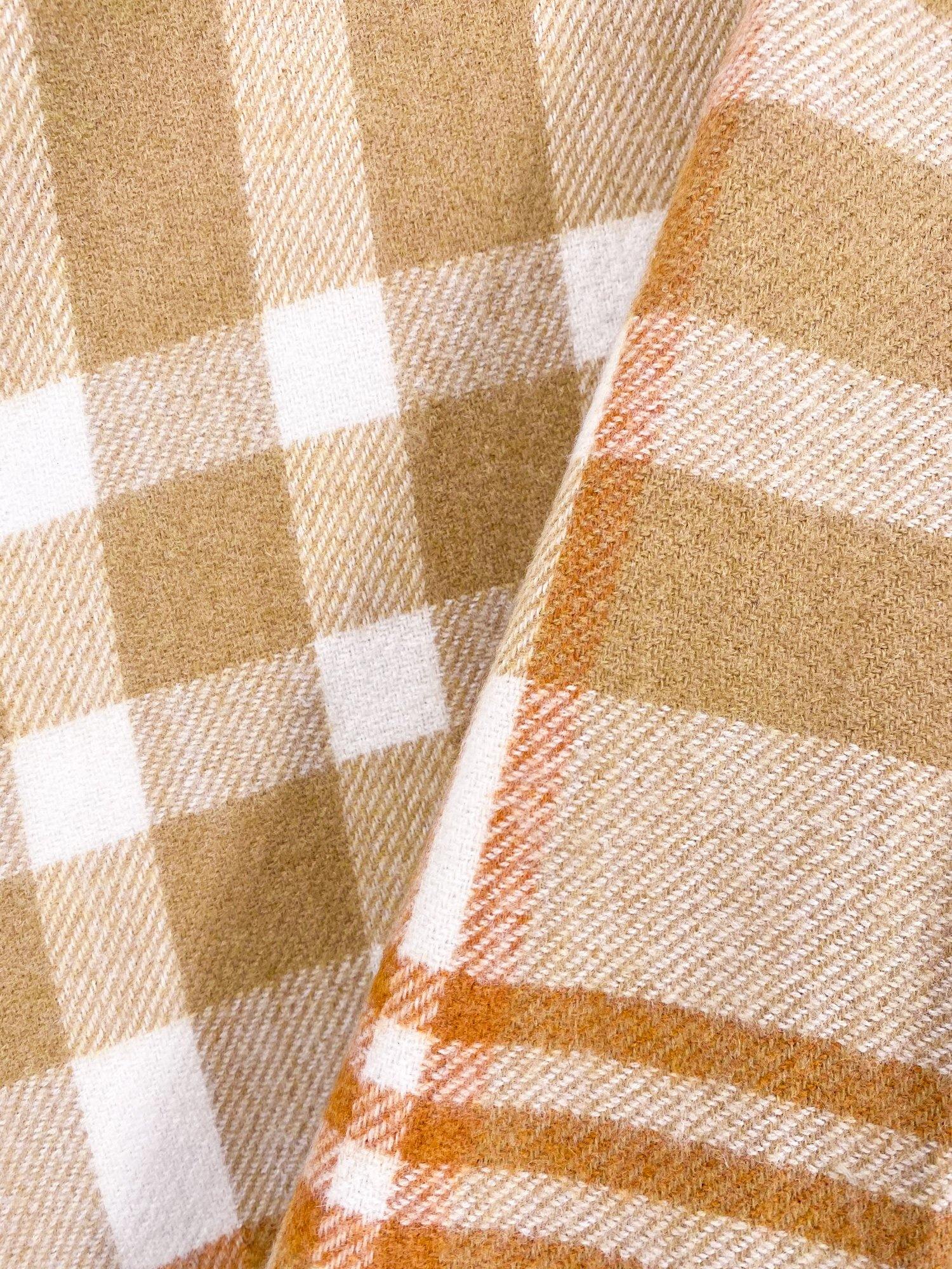 Camel And Cream Plaid Poncho - Shopmossrose