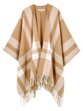 Camel Check Poncho - Shopmossrose