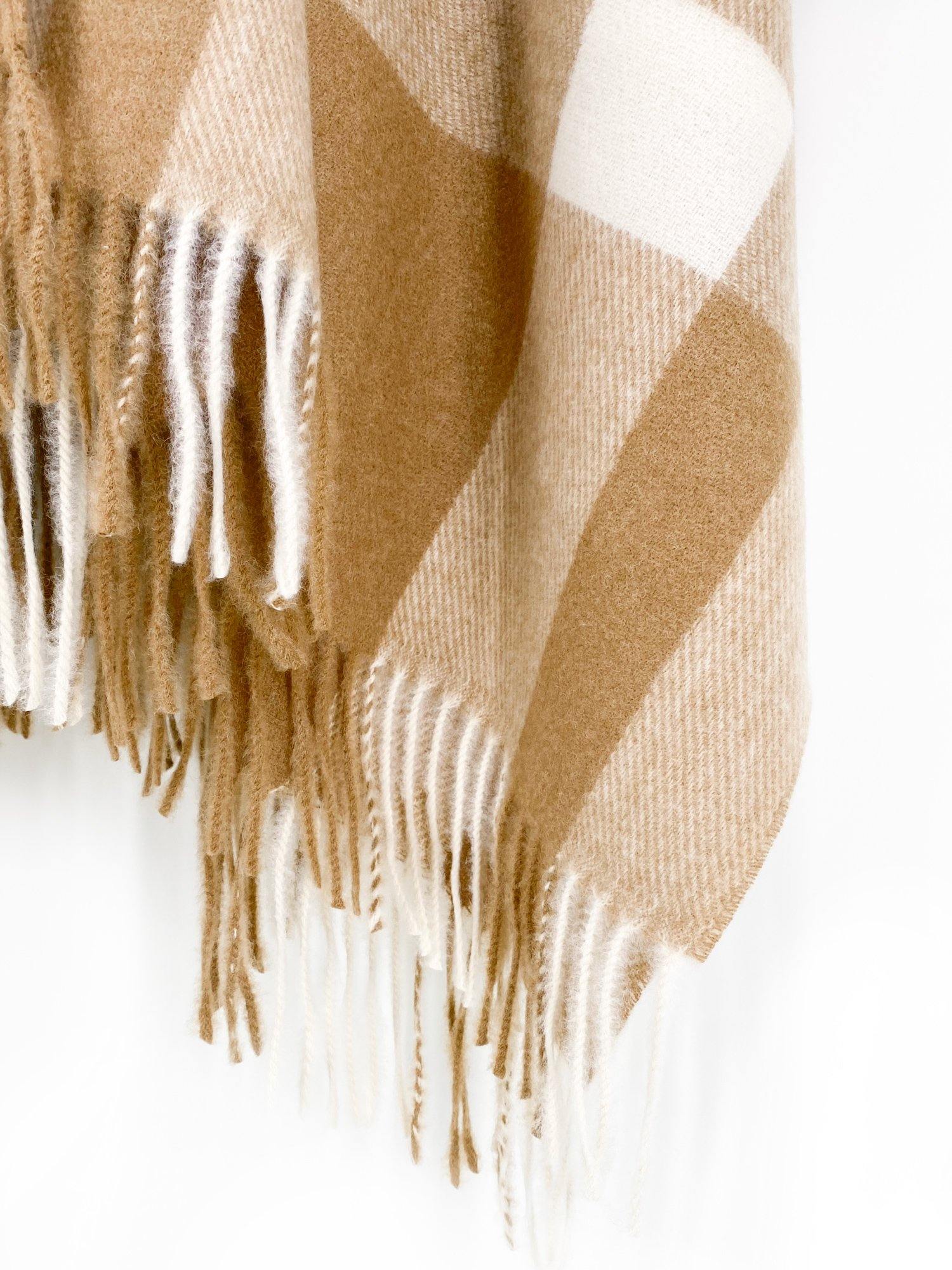 Camel Check Poncho - Shopmossrose