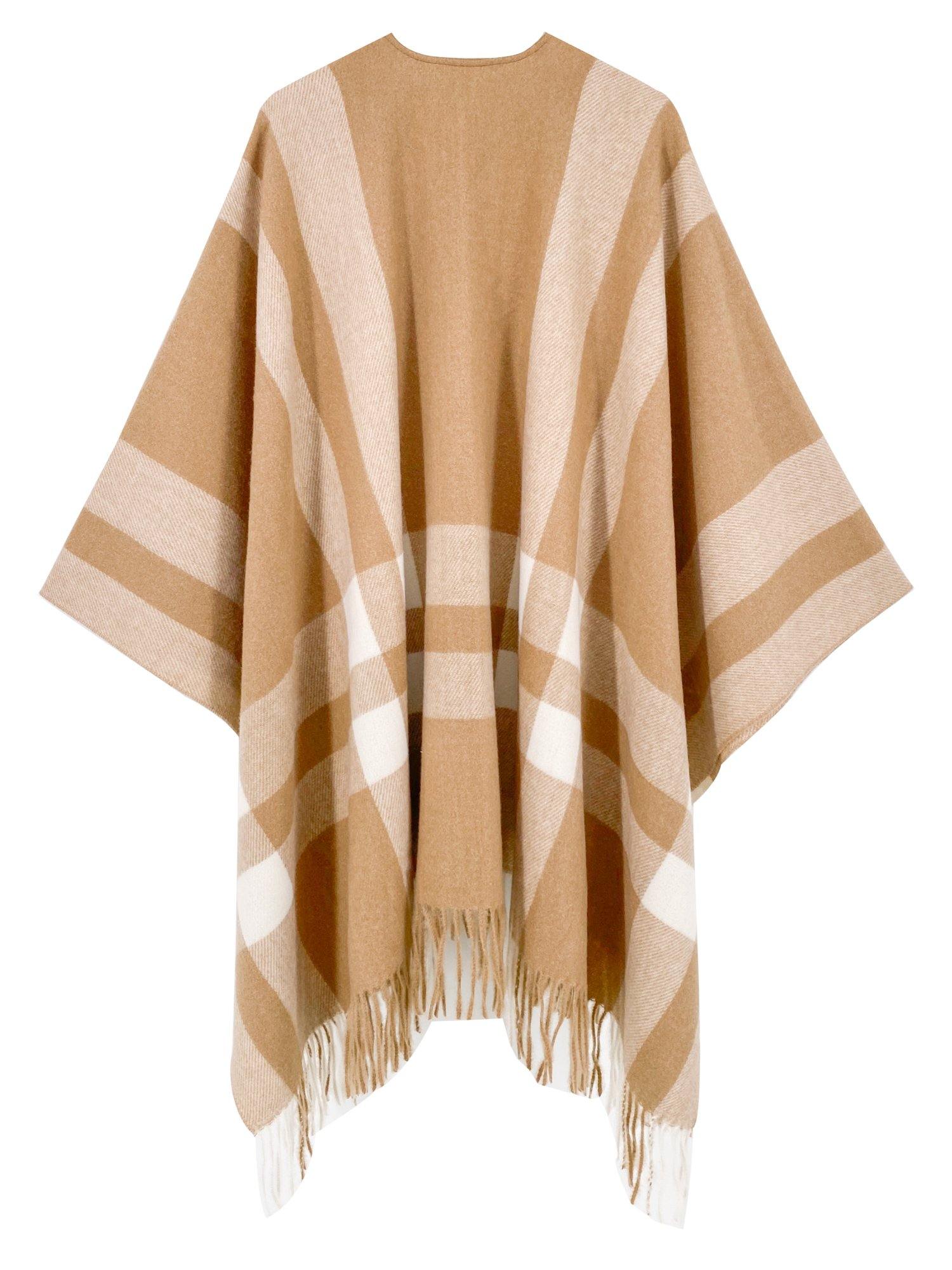 Camel Check Poncho - Shopmossrose