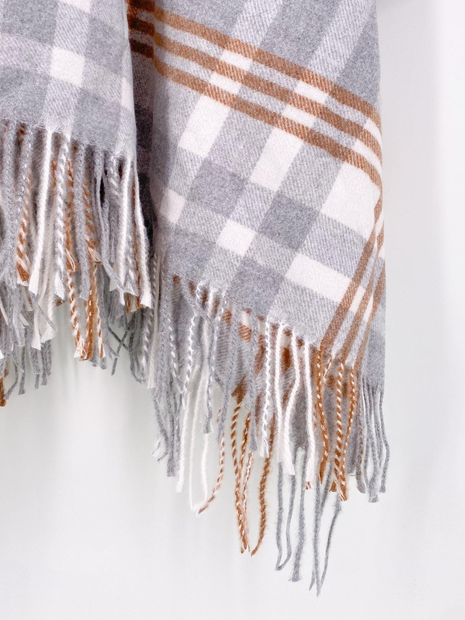 Cloudy Gray Plaid Poncho - Shopmossrose