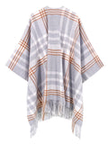 Cloudy Gray Plaid Poncho - Shopmossrose