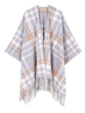 Cloudy Gray Plaid Poncho - Shopmossrose