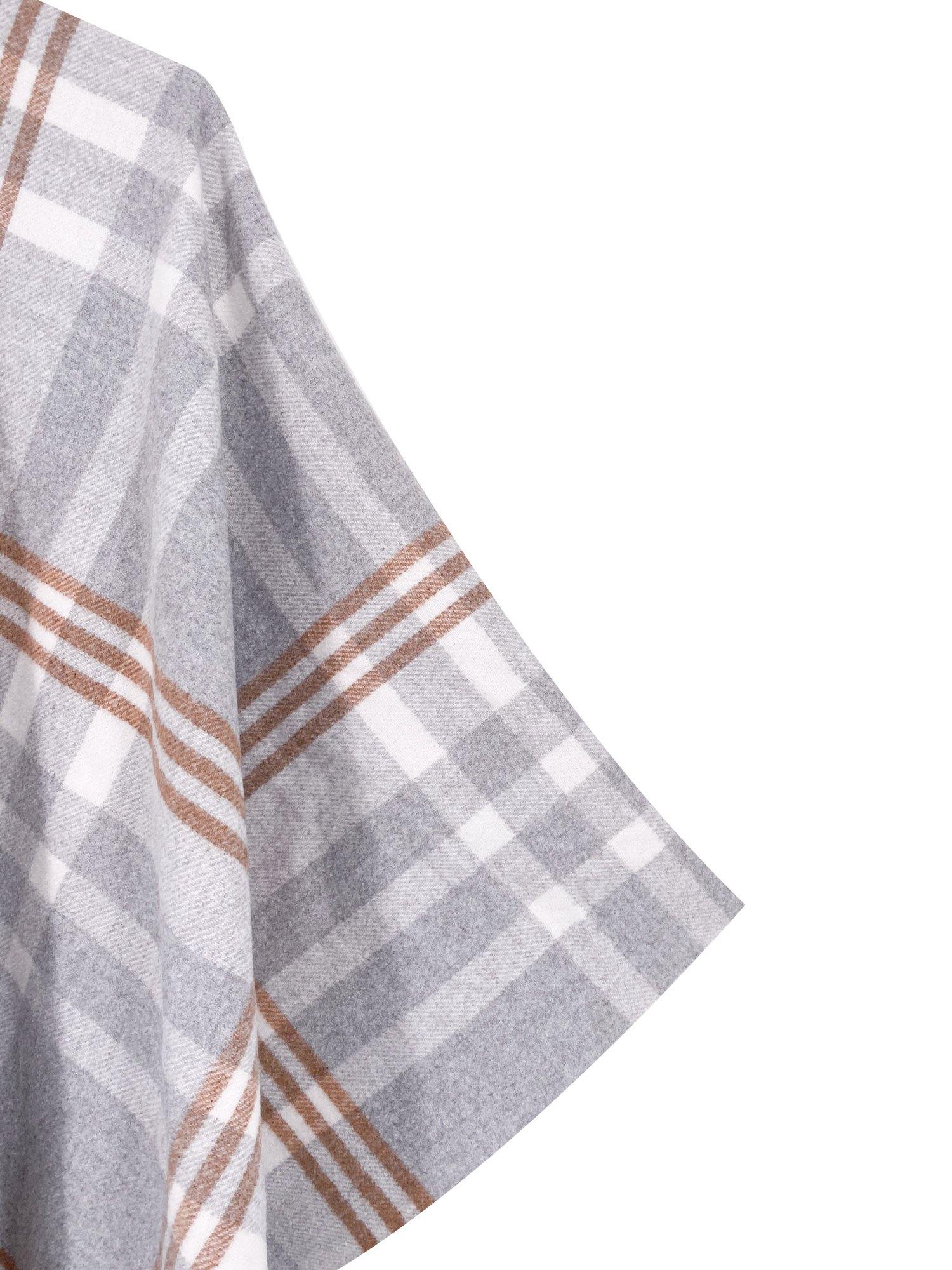 Cloudy Gray Plaid Poncho - Shopmossrose