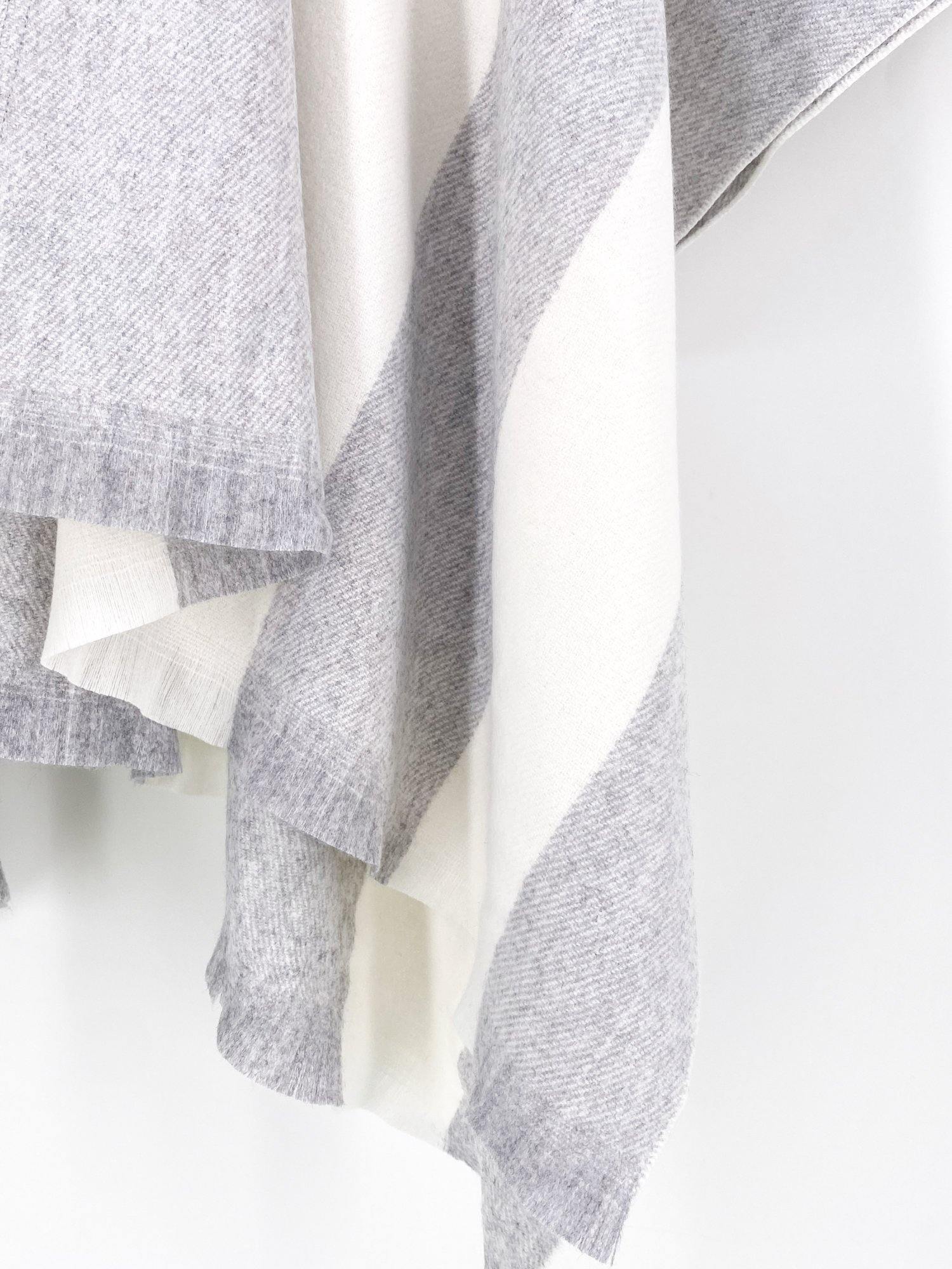Cloudy Gray Striped Poncho - Shopmossrose