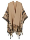 Stripe Fringe Poncho - Shopmossrose