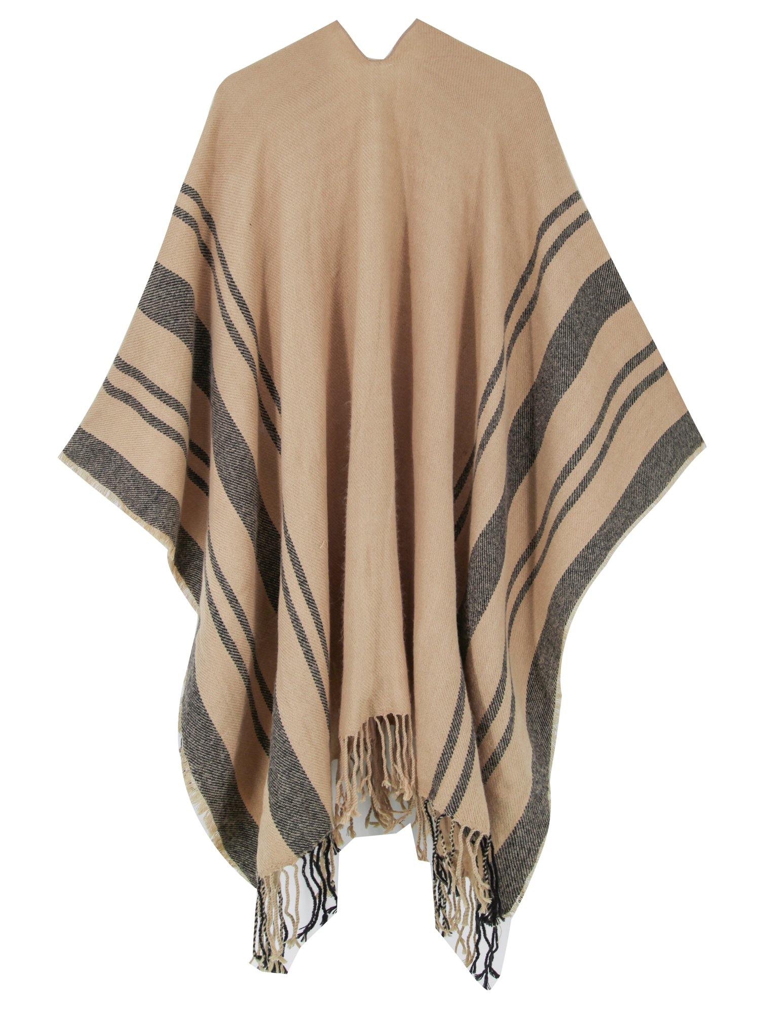 Stripe Fringe Poncho - Shopmossrose