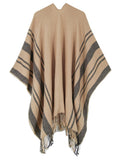 Stripe Fringe Poncho - Shopmossrose